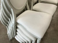 6No. USED LOUIS WHITE DINING/ BANQUET CHAIRS  - 3