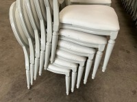 6No. USED LOUIS WHITE DINING/ BANQUET CHAIRS  - 2