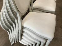 6No. USED LOUIS WHITE DINING/ BANQUET CHAIRS  - 3