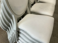 6No. USED LOUIS WHITE DINING/ BANQUET CHAIRS  - 3