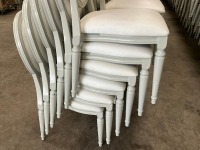 6No. USED LOUIS WHITE DINING/ BANQUET CHAIRS  - 2