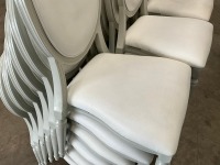 6No. USED LOUIS WHITE DINING/ BANQUET CHAIRS  - 3