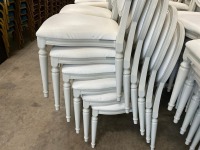 6No. USED LOUIS WHITE DINING/ BANQUET CHAIRS  - 3