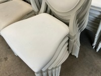 6No. USED LOUIS WHITE DINING/ BANQUET CHAIRS  - 2