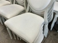 6No. USED LOUIS WHITE DINING/ BANQUET CHAIRS  - 5