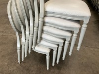 6No. USED LOUIS WHITE DINING/ BANQUET CHAIRS  - 2