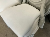 6No. USED LOUIS WHITE DINING/ BANQUET CHAIRS  - 3