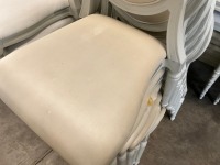 6No. USED LOUIS WHITE DINING/ BANQUET CHAIRS  - 3