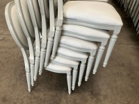 6No. USED LOUIS WHITE DINING/ BANQUET CHAIRS  - 2