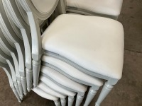 6No. USED LOUIS WHITE DINING/ BANQUET CHAIRS  - 3