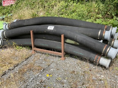 METAL STILLAGE TO INC. APPROX. 10no. 8"x10ft SUCTION PIPES