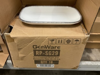 APPROX. 18No. UNUSED GENWARE TERRA STONEWARE SERENO GREY RECTANGULAR PLATES 29x19.5cm