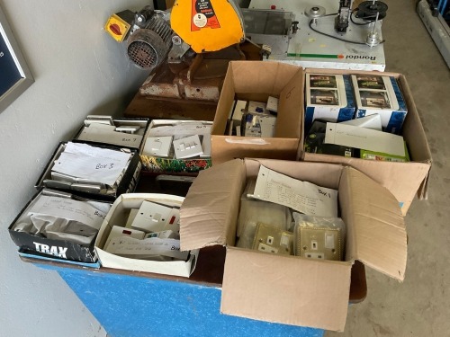 APPROX. 8No. BOXES OF ASSORTED SWITCHES, FLOODLIGHTS, SOCKETS ETC