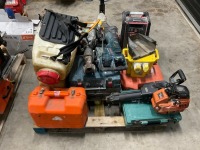 PALLET OF ASSORTED POWER TOOLS & CASES