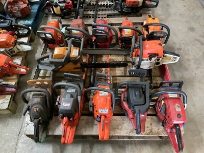 PALLET OF APPROX. 12No. ASSORTED CHAINSAWS