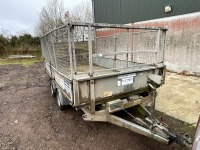 IFOR WILLIAMS 12ft x 6ft TWIN AXLE 3500KGS DROPSIDE TIPPING TRAILER - 2