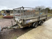 IFOR WILLIAMS 12ft x 6ft TWIN AXLE 3500KGS DROPSIDE TIPPING TRAILER - 3