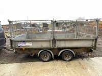 IFOR WILLIAMS 12ft x 6ft TWIN AXLE 3500KGS DROPSIDE TIPPING TRAILER - 4