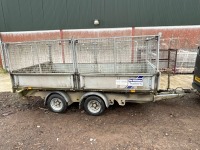 IFOR WILLIAMS 12ft x 6ft TWIN AXLE 3500KGS DROPSIDE TIPPING TRAILER - 15