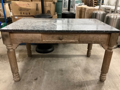 BLUE PEARL GRANITE TOP RECTANGULAR DINING TABLE