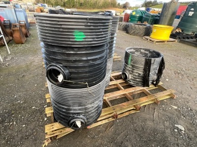 PALLET OF ASSORTED PLASTIC MANHOLE BASES & RISERS