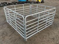 4No. UNUSED GALVANISED SHEEP HURDLE GATES & PINS