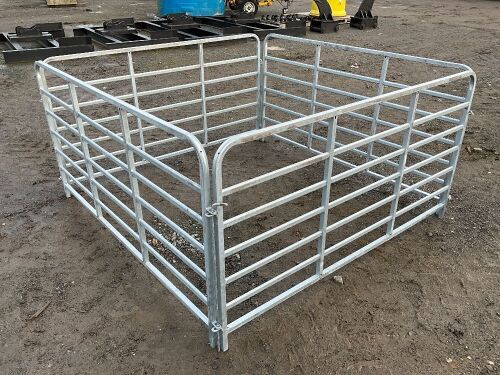 4No. UNUSED GALVANISED SHEEP HURDLE GATES & PINS