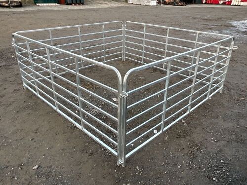 4No. UNUSED GALVANISED SHEEP HURDLE GATES & PINS