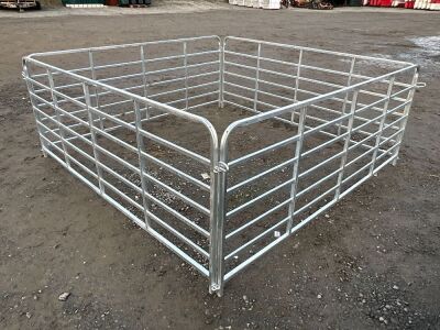 4No. UNUSED GALVANISED SHEEP HURDLE GATES & PINS