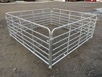 4No. UNUSED GALVANISED SHEEP HURDLE GATES & PINS