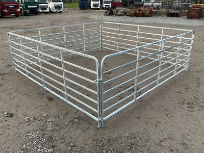 4No. UNUSED GALVANISED SHEEP HURDLE GATES & PINS