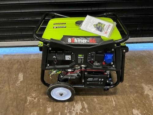 UNUSED BOHMER-AG 7000K 9.5KVA MOBILE PETROL GENERATOR