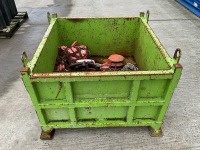 METAL STILLAGE CRATE TO INC. APPROX. 8No. ASSORTED CHAIN HOISTS - 2