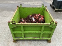 METAL STILLAGE CRATE TO INC. APPROX. 8No. ASSORTED CHAIN HOISTS - 4