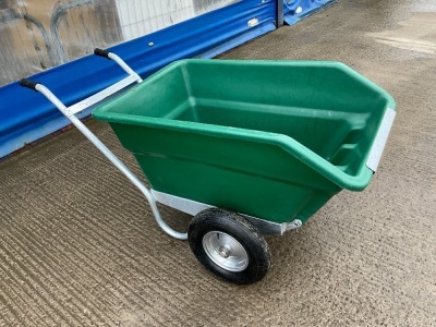 UNUSED RANCHER 250lt TWIN WHEEL PLASTIC TIPPING WHEEL BARROW (GREEN)