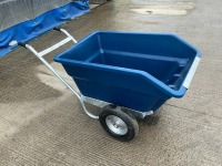 UNUSED RANCHER 250lt TWIN WHEEL PLASTIC TIPPING WHEEL BARROW (BLUE)