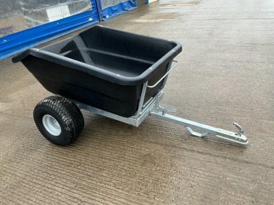 UNUSED RANCHER 500lt PLASTIC TIPPING QUAD TRAILER (BLACK)