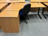 1800mm LEFT HAND CORNER DESK, THREE DRAWER PEDESTAL & OPERATOR CHAIR - 2