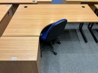 1800mm LEFT HAND CORNER DESK, THREE DRAWER PEDESTAL & OPERATOR CHAIR - 3