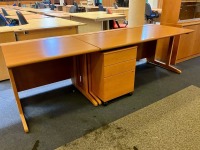 1600mm EXECUTIVE STRAIGHT DESK, 800mm EXTENSION & THREE DRAWER PEDESTAL