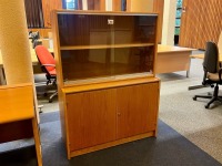 WOODEN SIDEBOARD WITH DISPLAY BOOKCASE - 2