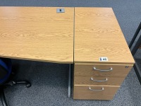 1600mm LEFT HAND CORNER DESK, THREE DRAWER PEDESTAL & OPERATOR CHAIR - 3