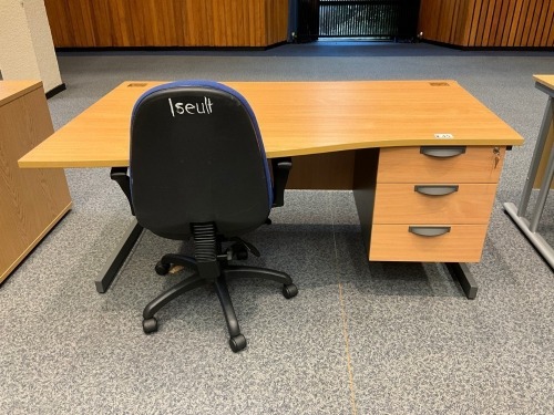 1600mm WAVE DESK & OPERATOR CHAIR