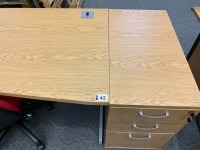 1600mm LEFT HAND CORNER DESK, THREE DRAWER PEDESTAL & OPERATOR CHAIR - 2