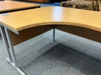 1600mm LEFT HAND CORNER DESK, THREE DRAWER PEDESTAL & OPERATOR CHAIR - 3