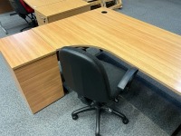 1800mm LEFT HAND CORNER DESK, 2No. THREE DRAWER PEDESTALS & OPERATOR CHAIR - 4