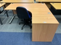 1600mm RIGHT HAND CORNER DESK, THREE DRAWER PEDESTAL & OPERATOR CHAIR - 2