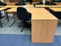 1600mm RIGHT HAND CORNER DESK, THREE DRAWER PEDESTAL & OPERATOR CHAIR - 3