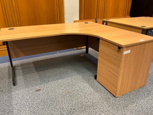 1800mm RIGHT HAND CORNER DESK & THREE DRAWER PEDESTAL