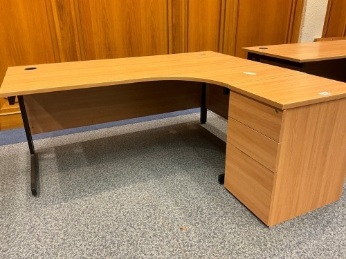 1800mm RIGHT HAND CORNER DESK & THREE DRAWER PEDESTAL